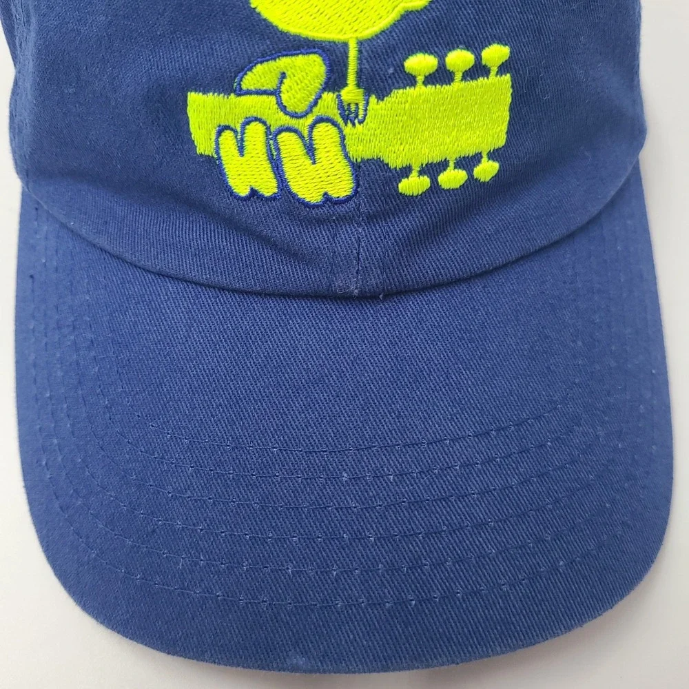 Woodstock Hat Strapback (Fits Small) Blue Yellow Music Festival Bird Guitar Logo